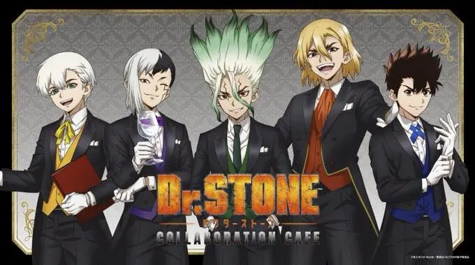 Dr.STONE』コラボカフェが池袋＆天王寺で開催！五知将が燕尾服姿
