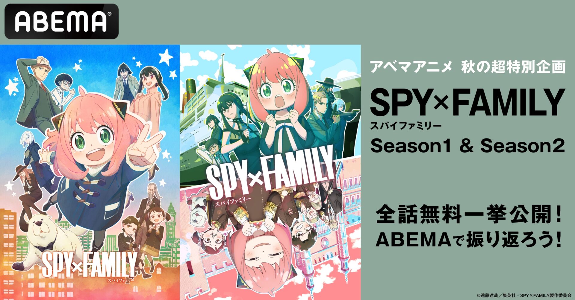 『SPY×FAMILY』全37話が3週連続で無料一挙放送！ABEMAで見逃せない秋の特別企画