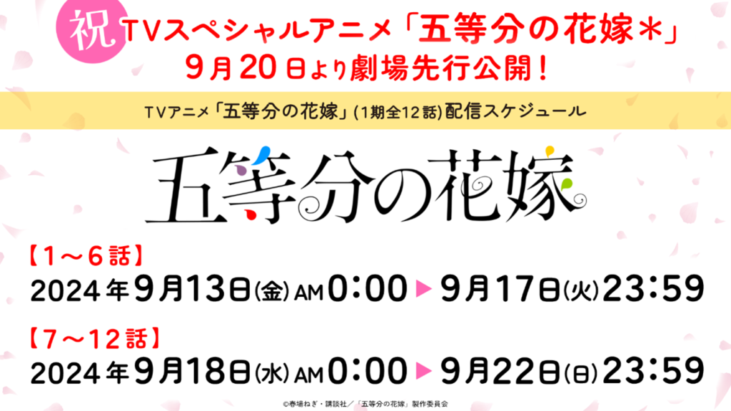 配信スケジュールと視聴リンク