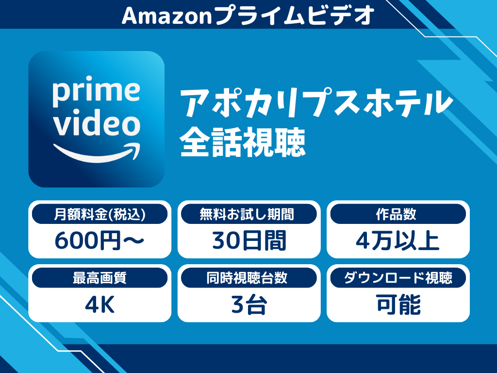 Amazonプライムビデオで『アポカリプスホテル』のアニメ全話視聴