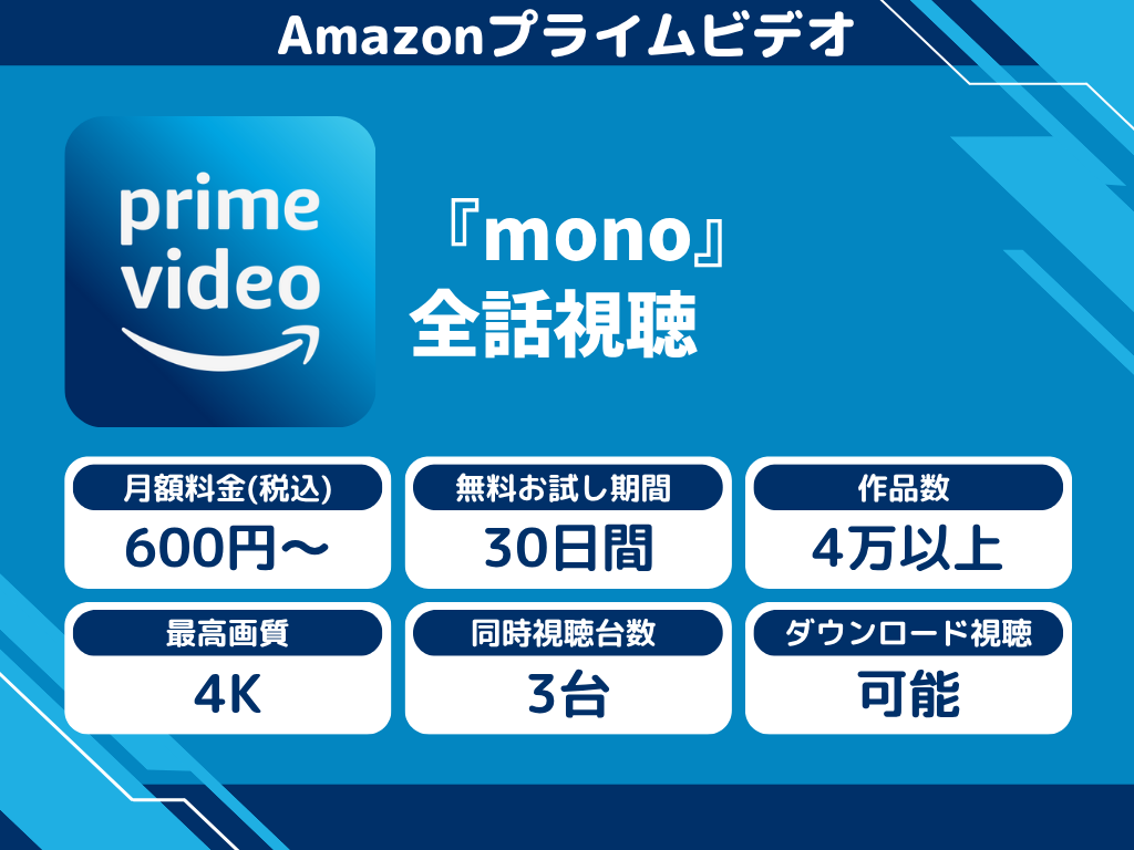 Amazonプライムビデオで『mono』のアニメ全話視聴