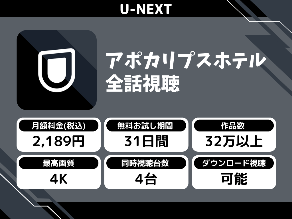 U-NEXTで『アポカリプスホテル』のアニメ全話視聴