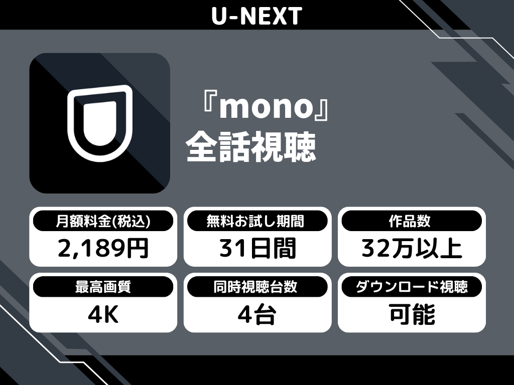 U-NEXTで『mono』のアニメ全話視聴