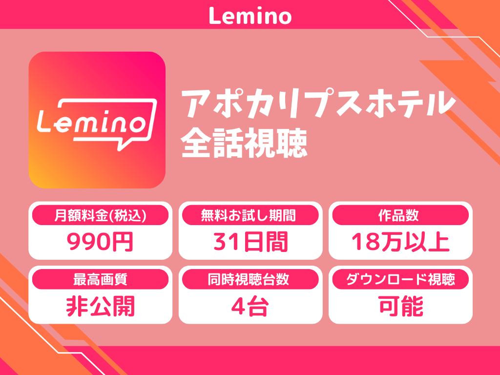 Leminoで『アポカリプスホテル』のアニメ全話視聴