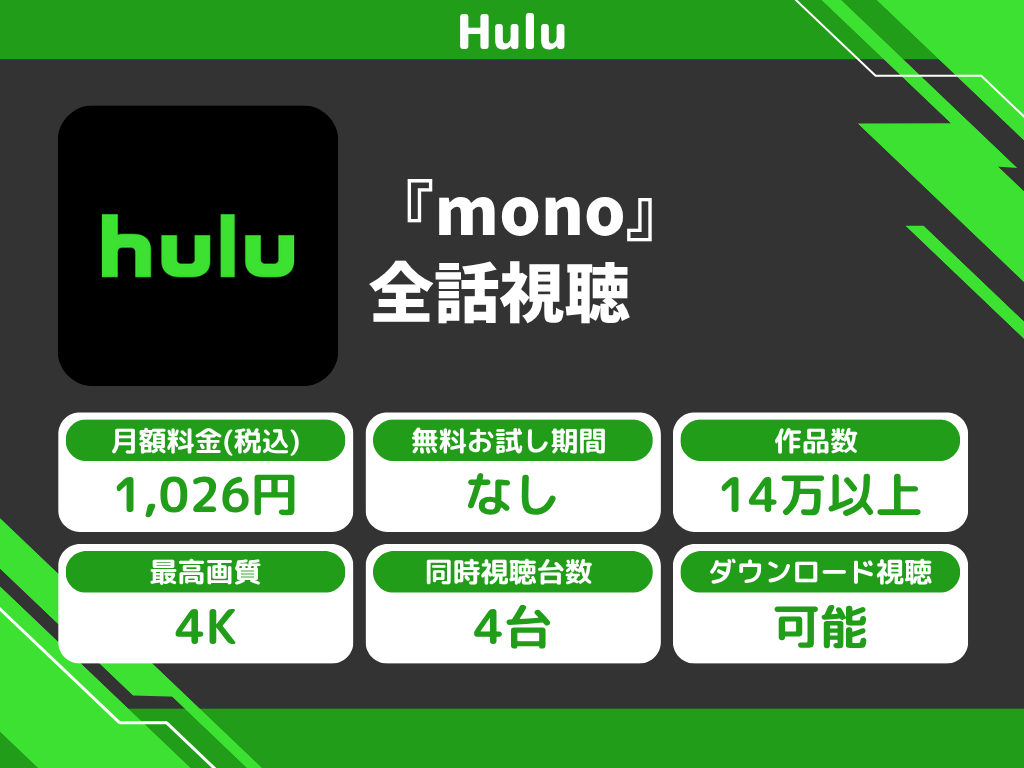 Huluで『mono』のアニメ全話視聴