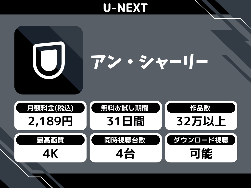 U-NEXTで『アン・シャーリー』のアニメ全話視聴