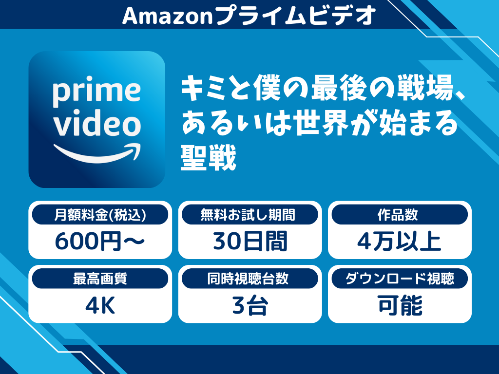 Amazonプライムビデオで『キミと僕の最後の戦場、あるいは世界が始まる聖戦』のアニメ全話視聴