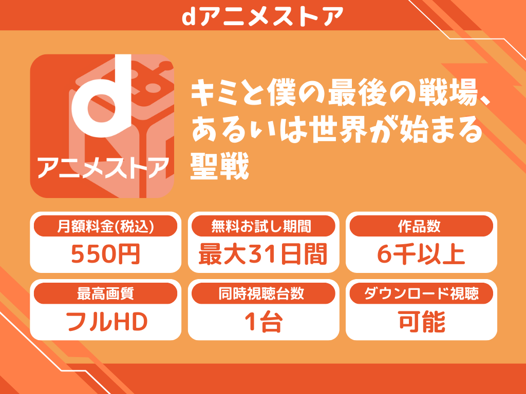 dアニメストアで『キミと僕の最後の戦場、あるいは世界が始まる聖戦』のアニメ全話視聴