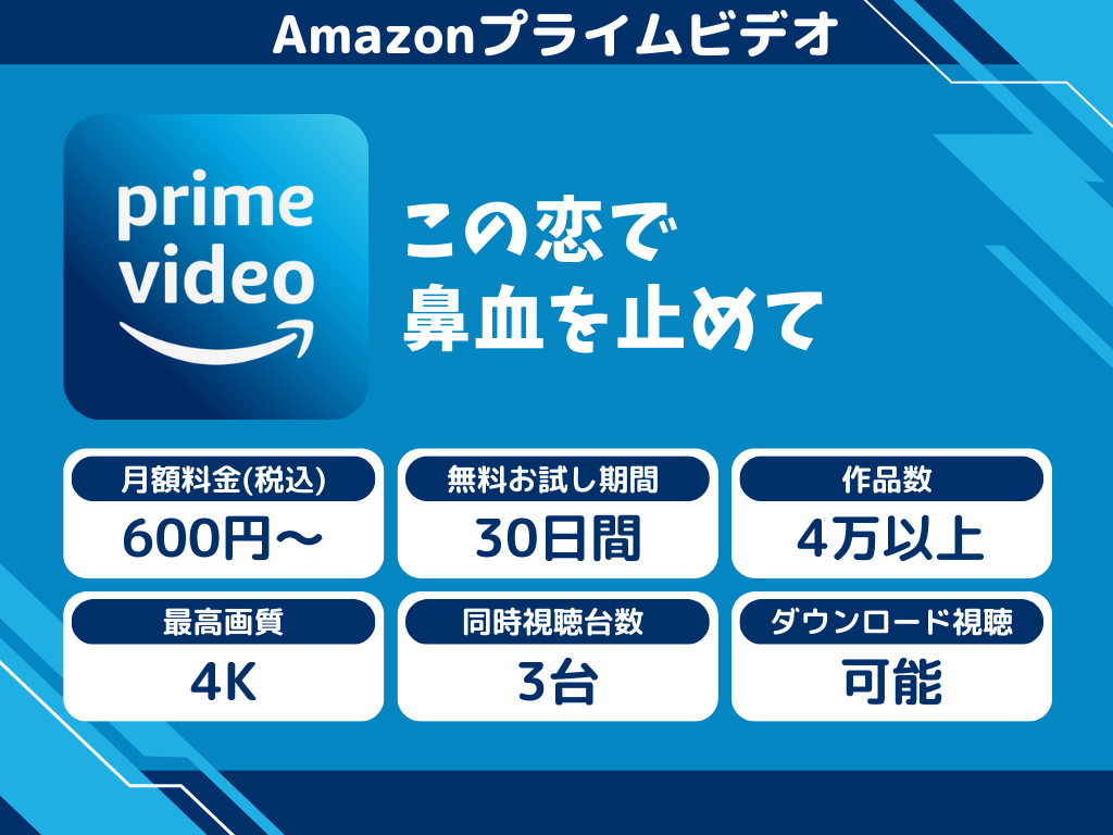 Amazonプライムビデオで『この恋で鼻血を止めて』のアニメ全話視聴