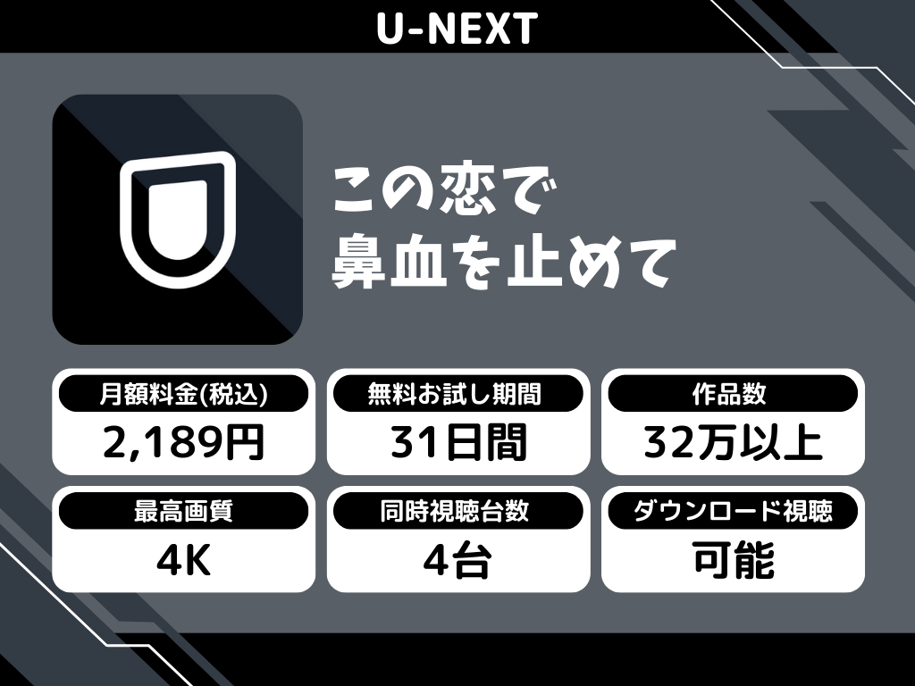 U-NEXTで『この恋で鼻血を止めて』のアニメ全話視聴