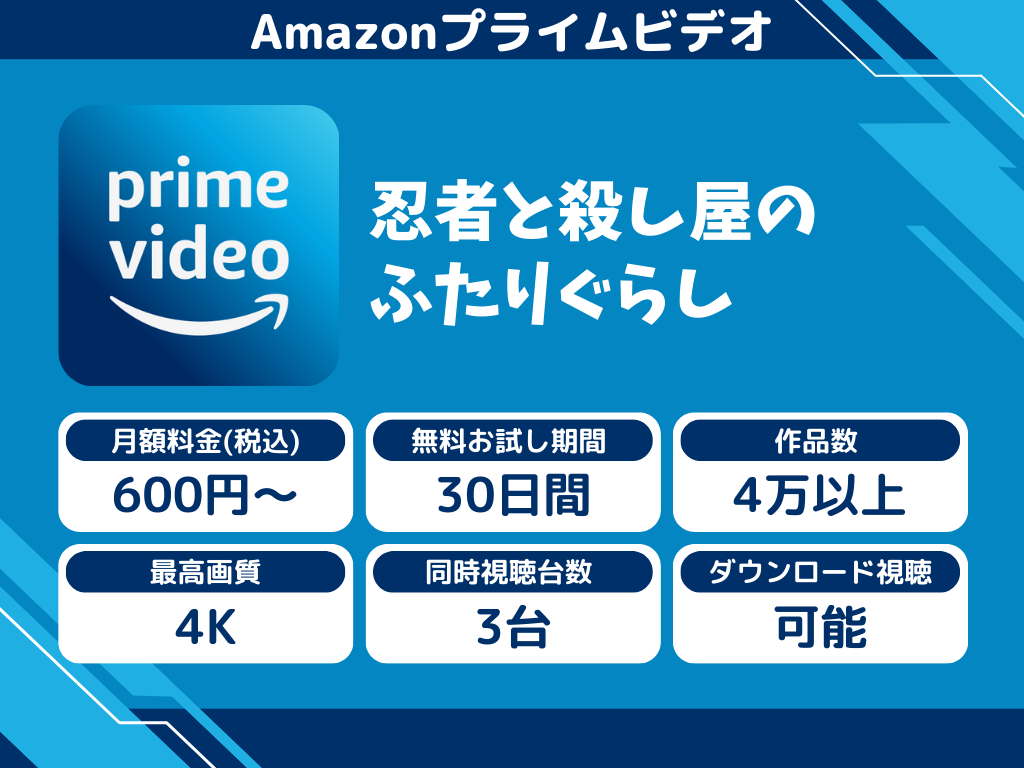 Amazonプライムビデオで『忍者と殺し屋のふたりぐらし』のアニメ全話視聴