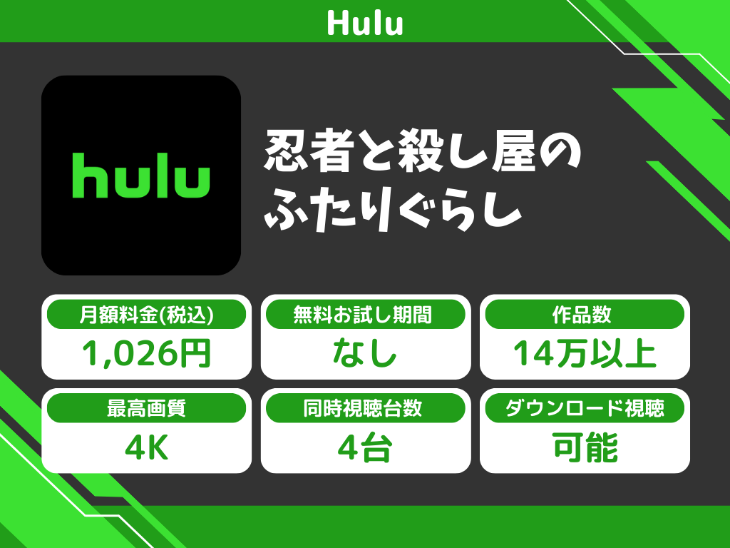 Huluで『忍者と殺し屋のふたりぐらし』のアニメ全話視聴