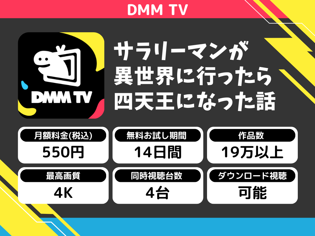 DMM TVで『サラリーマン四天王』のアニメ全話視聴