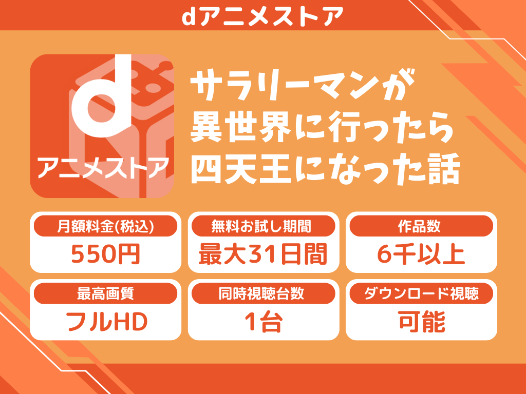 dアニメストアで『サラリーマン四天王』のアニメ全話視聴