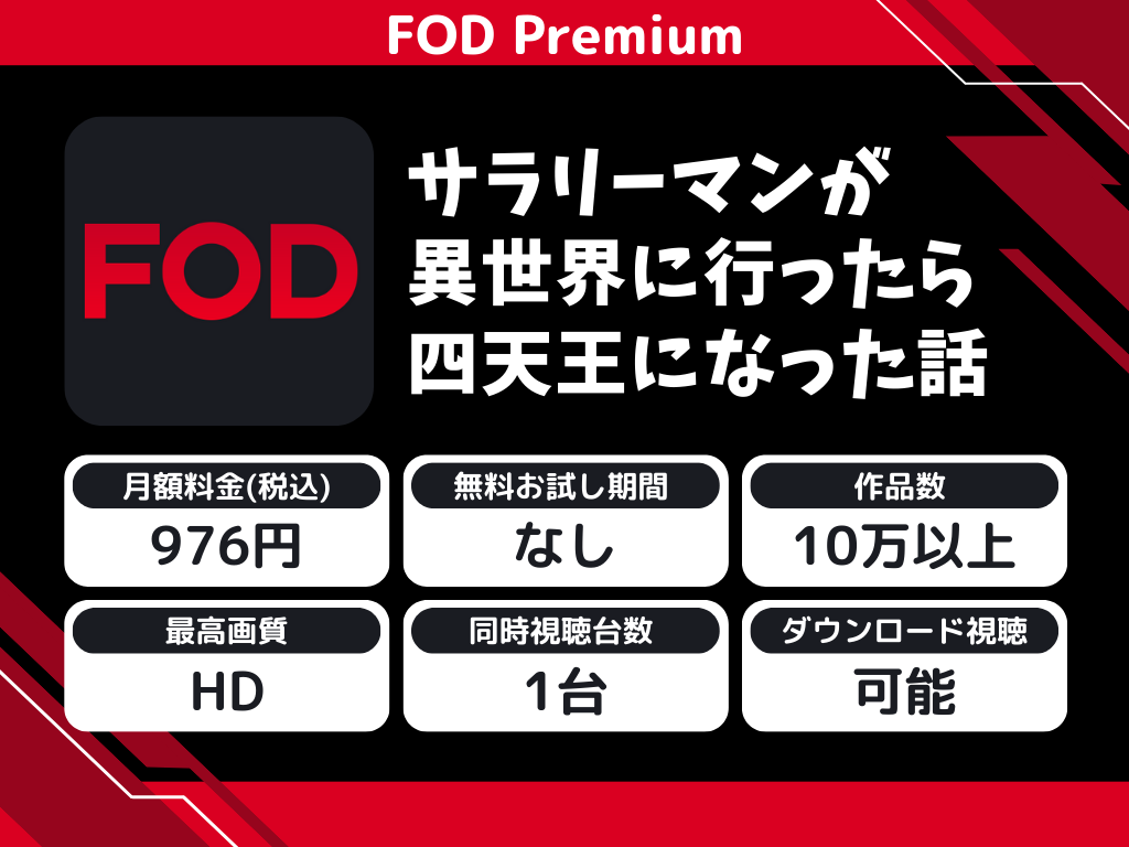FOD Premiumで『サラリーマン四天王』のアニメ全話視聴