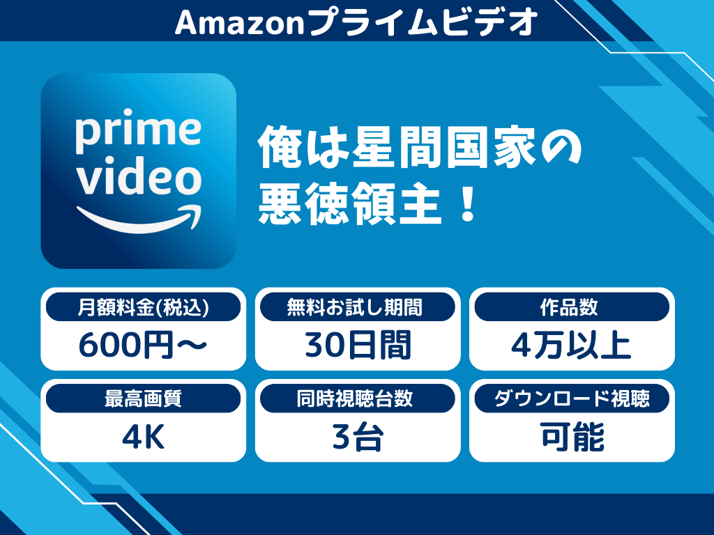 Amazonプライムビデオで『俺は星間国家の悪徳領主!』のアニメ全話視聴