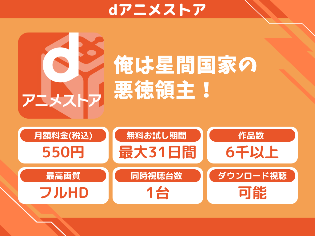 dアニメストアで『俺は星間国家の悪徳領主!』のアニメ全話視聴