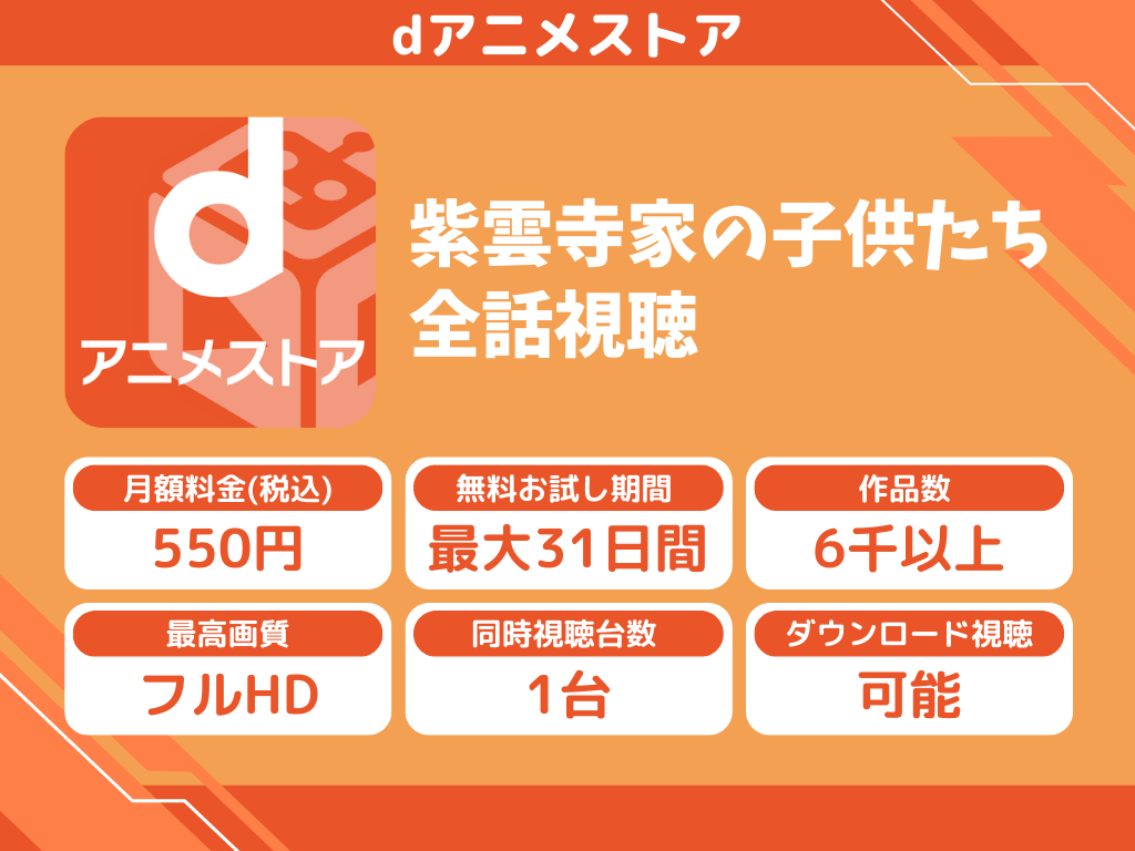 dアニメストアで『紫雲寺家の子供たち』のアニメ全話視聴