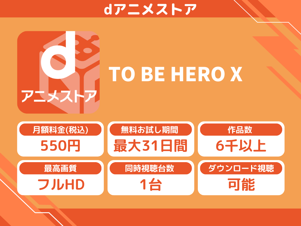 dアニメストアで『TO BE HERO X』のアニメ全話視聴