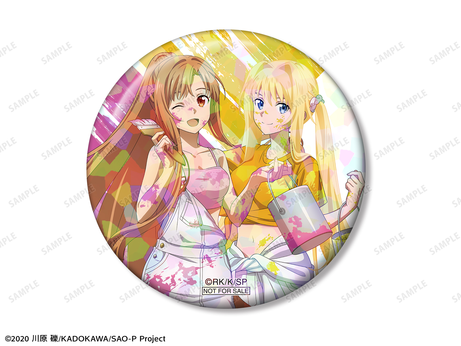 描き下ろし アスナ&アリス ペイントスタイルver. 75mmホログラム缶バッジ